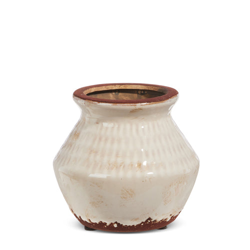 Distressed Ivory Pot – Jonah Brown Boutique