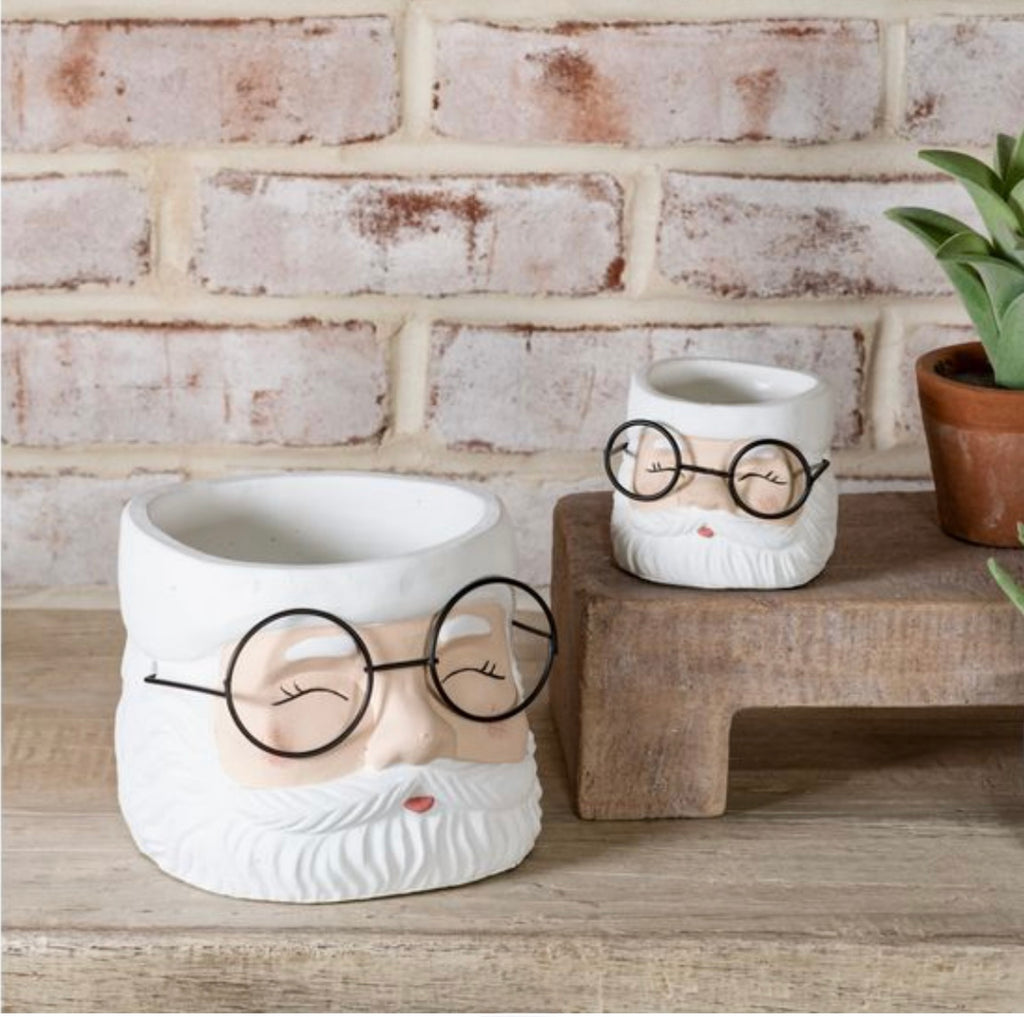 plant pot with face and glasses Santa Planters – Jonah Brown Boutique