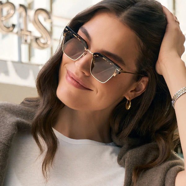DIFF Capri Tortoise Cat-Eye Sunglasses - Brown Lenses Capri Rectangle Sunglasses | Espresso Tort & Brown | DIFF  main image 2