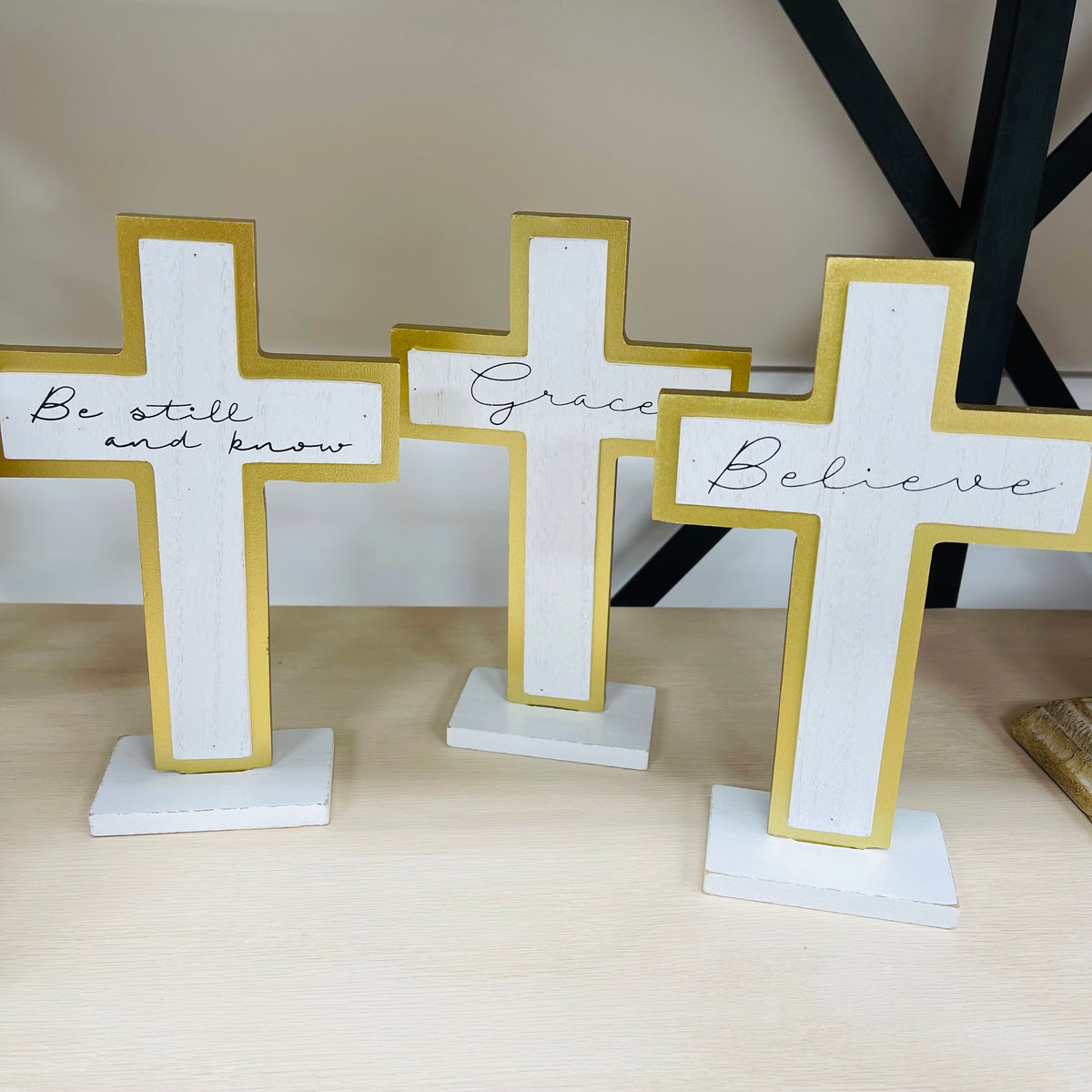 Tabletop Cross W/ Metallic Boarder – Jonah Brown Boutique